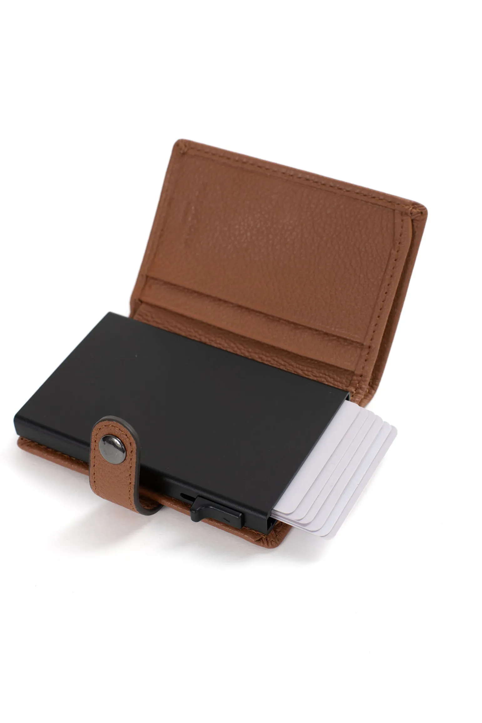 Boîtier porte-cartes - 2 volets - Stop RFID - Cuir