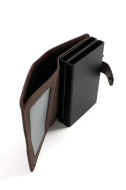 Boîtier porte-cartes - 1 volet - Stop RFID - Cuir