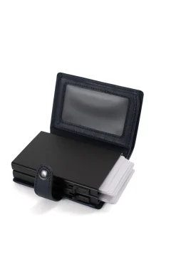 Boîtier porte-cartes - 1 volet - Stop RFID - Cuir