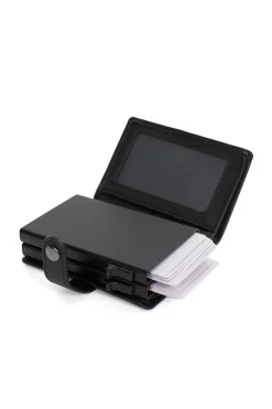 Boîtier porte-cartes - 1 volet - Stop RFID - Cuir