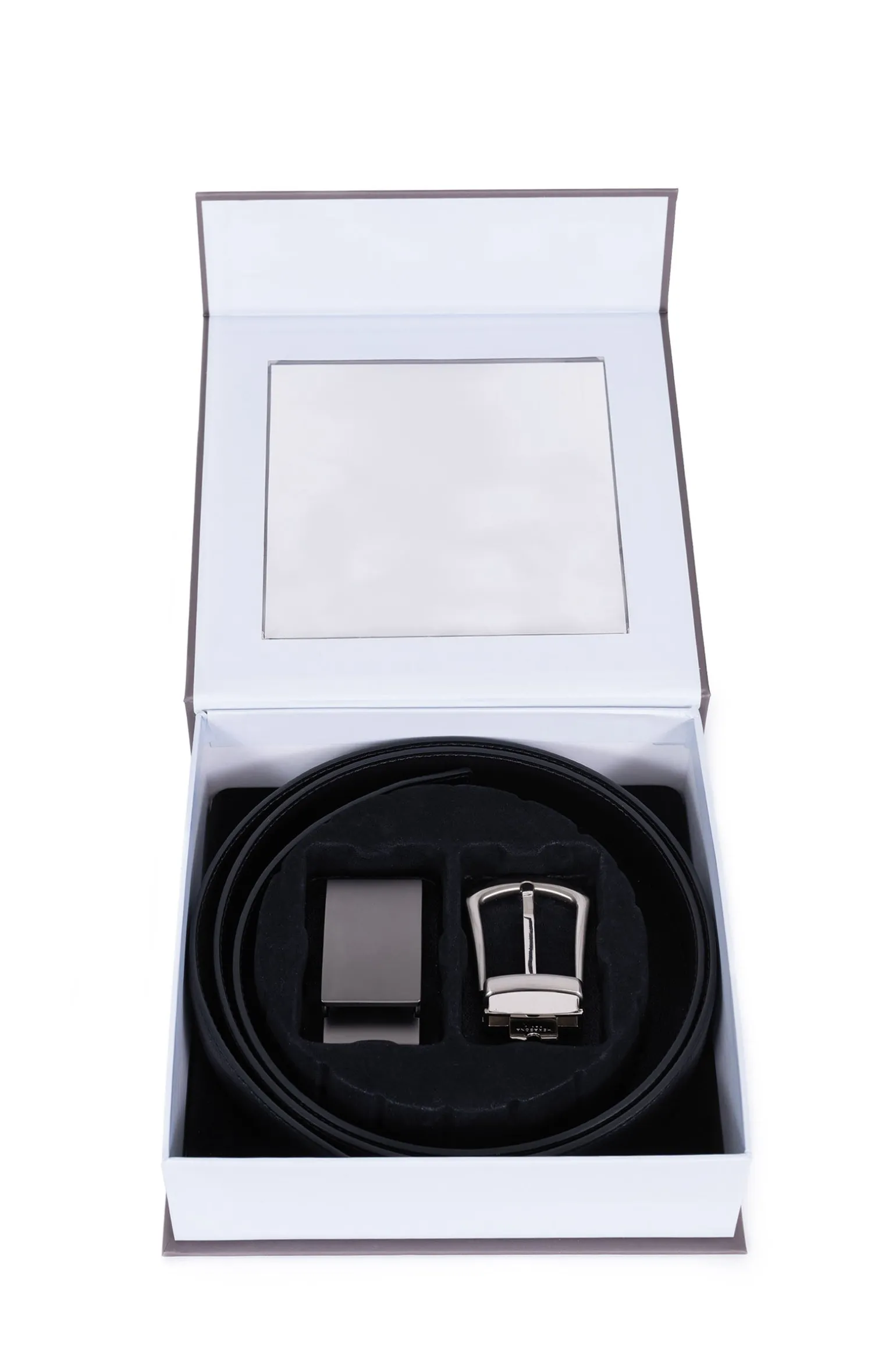 Coffret ceinture deux boucles en cuir