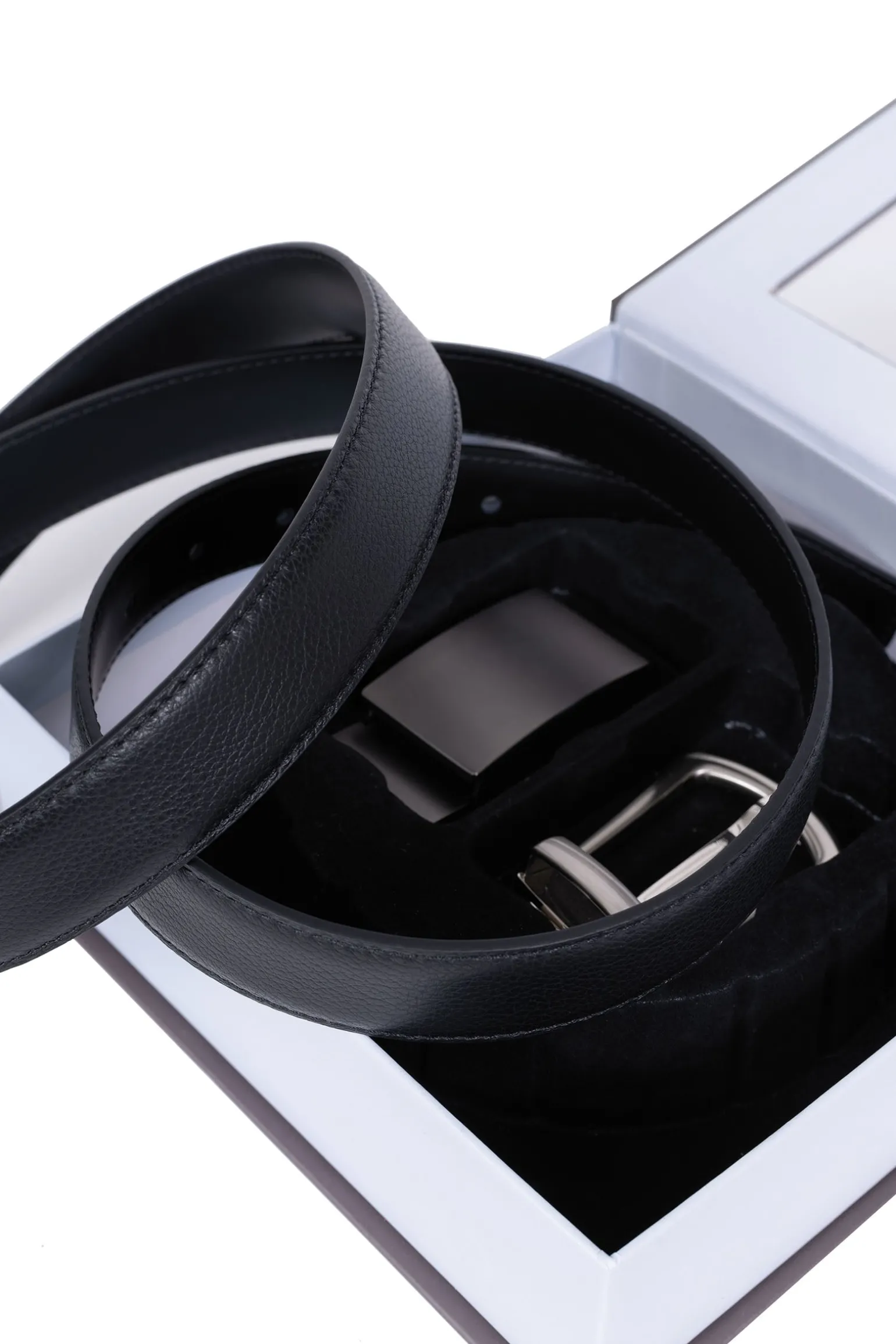 Coffret ceinture deux boucles en cuir